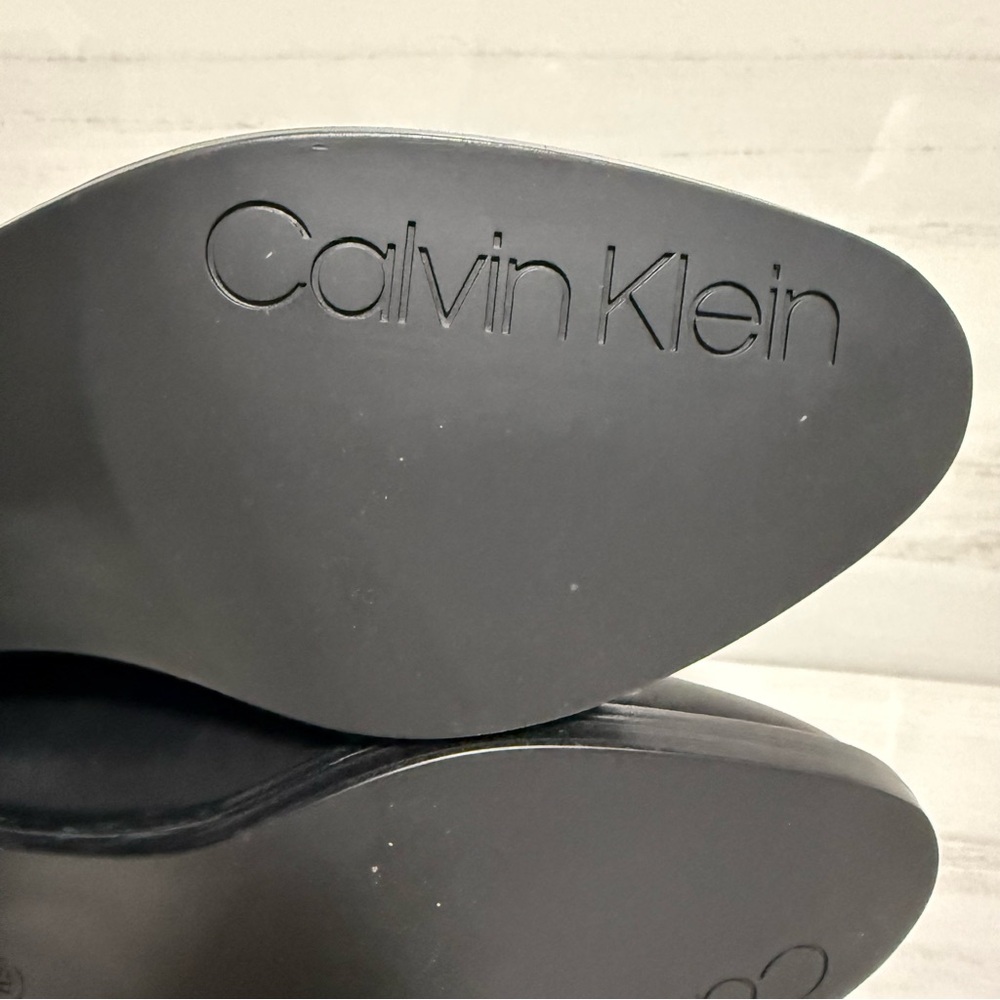 Calvin Klein Deneice Black Ankle Side Zip Booties Minimalist Corporate Office 8 - Picture 7 of 11